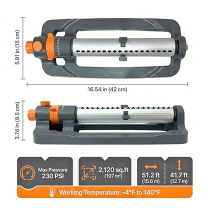 Oscillating Water Sprinkler for Yard, Lawn Adjustable Sprinkler for Garden
