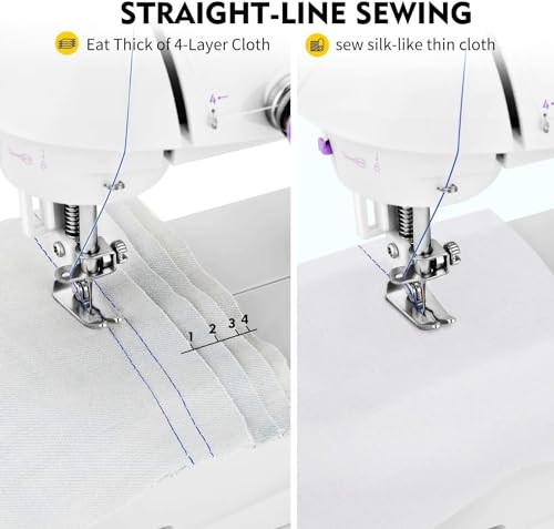 Magicfly Mini Sewing Machine with Extension Table, Dual Speed Portable Sewing Machine for Beginners with Light, Sewing Kit for Household Use, White - color: White