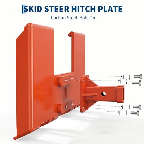 Garvee 3/8" Skid Steer Attachment Plate, 2" Removable Receiver, Orange - color: Orange