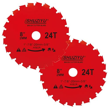 2-Pack, 8", 200x2.0mm-24T, Arbor 1" with 7/8"-20-5/8" Washer, Muching Blade, Brush Cutter Blade, Steel Blade. Suitable for All Brand of Brush Cutter - size: 8" 2PCS