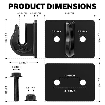 AUTOBOTS Tractor Bucket Hooks 3/8" Bolt On Chain Grab Hooks 2 Pack Black - color: Black