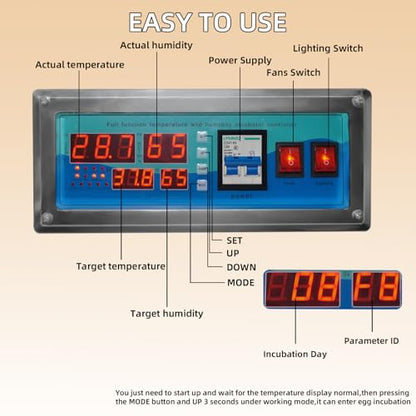 XKV 440 Egg Large Incubator with Automatic Egg Turning,with Viewing Window - size: 440 Egg-265L