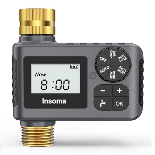 Sprinkler Timer with Brass Inlet and Outlet, Programmable Water Timer for Outdoor Garden Hose, Hose Timers with Rain Delay/Manual/Auto Mode, Drip Irrigation and Lawn Watering System, 1 Outlet - size: 1 Outlet