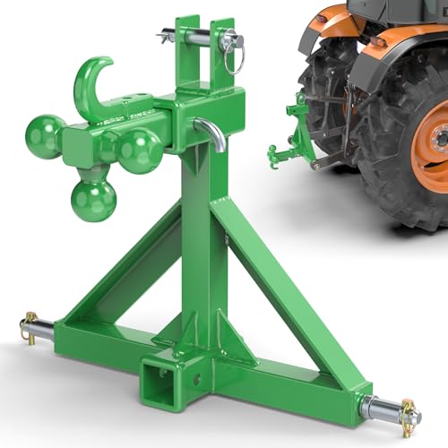Green 3 Point Hitch Receiver with Dual 2” Receiver Fit Category 1 Tractors
