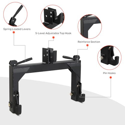3 Point Quick Hitch Receiver 3000 lbs 3-Pt Attachments - color: Black