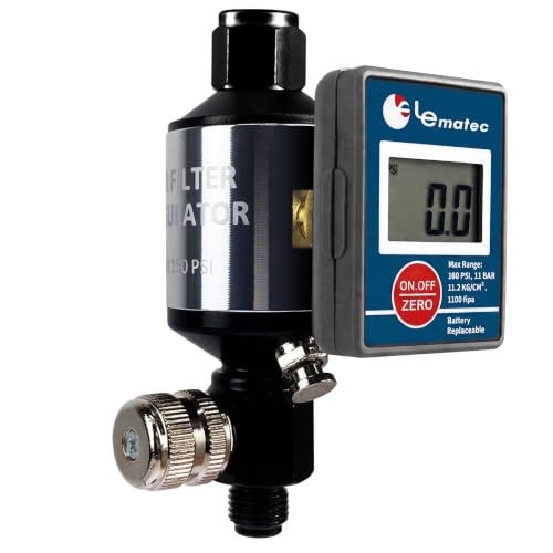 LE LEMATEC Digital Air Pressure Regulator with Water Separator, 1/4 NPT