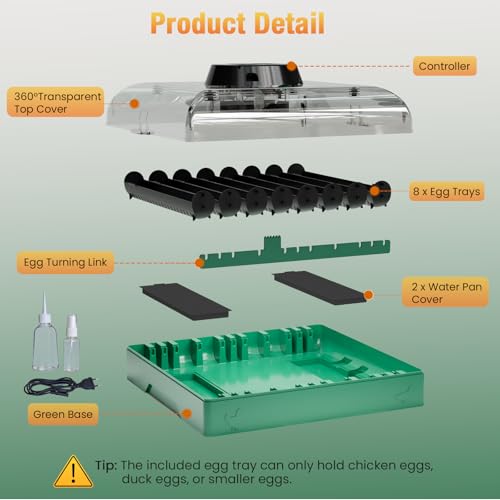 Egg Incubator for Chicken Eggs, Max 72 Egg Incubator with Auto Turner
