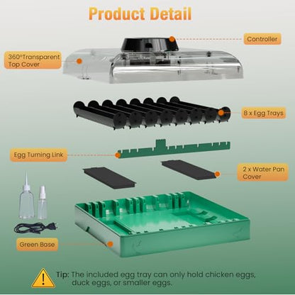 Egg Incubator for Chicken Eggs, Max 72 Egg Incubator with Auto Turner