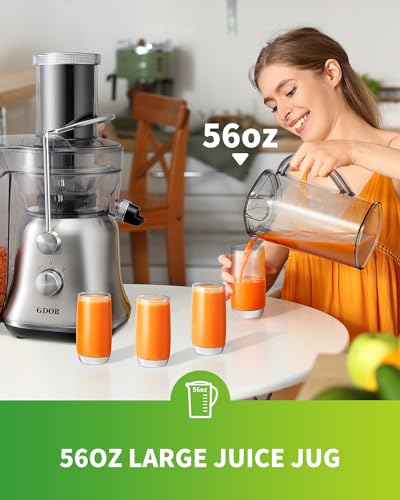 GDOR 1300W Powerful Juicer Machines with Larger 3.4" Feed Chute 56oz Jug