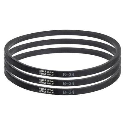 uxcell 3 Pack B34 Classic Wrapped V-Belt, 36" Outside Circumference, Black Rubber Industrial V-Belt - size: B34