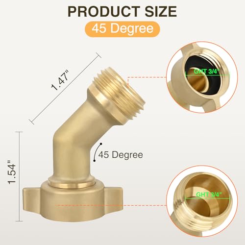 Nilight 45 Degree RV Hose Elbow, 3/4" Brass Water Connector Fitting - size: 45 Degree Hose Elbow