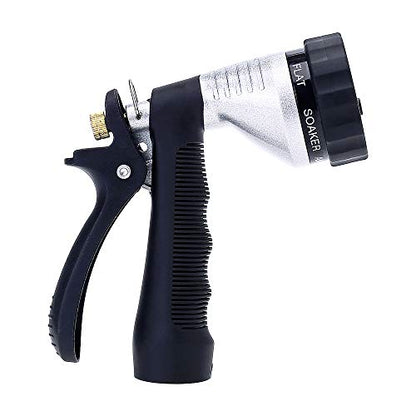 GREEN MOUNT Water Hose Nozzle Spray Nozzle, Metal Garden Hose Nozzle with Adjustable Spray Patterns, Perfect for Watering Plants, Washing Cars and Showering Pets - color: Silver