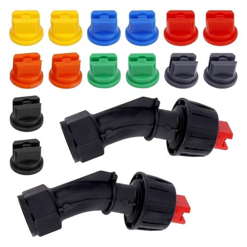 2pcs 110°Flat Fan Garden Spray Nozzles with 14pcs 7 Sizes 0.1-0.6mm Tips