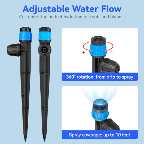 Adjustable 1/4" Drip Irrigation Drippers for Garden Irrigation System,20 PK - size: 20pcs Drip Emitters with Lock Barb
