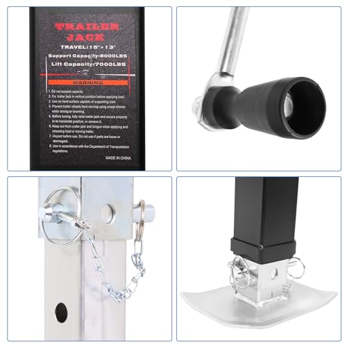 Weld-On Square Trailer Jack, 7000 lbs Capacity, 15" + 13" Drop Leg - size: 13-28 in 7000 lbs Side-Wind