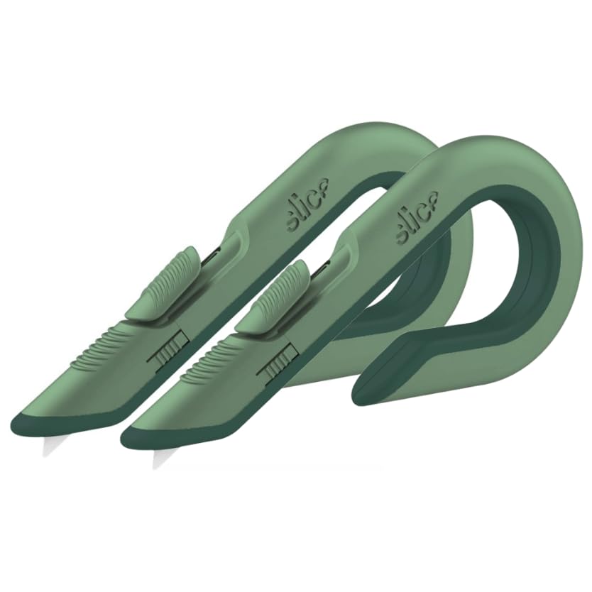 Slice Box Cutter, Heavy Duty Utility Knife, Safe Ceramic Blade Lasting 11x Longer than Metal, Sage, 2 Pack - color: Sage, size: 2 Pack