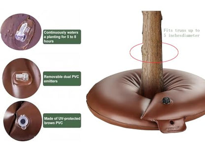 4 Pack 10 Gallon Tree Watering Bags - Slow Release Drip Irrigation System Reusable PVC Watering Ring with Automatic Root Drip for Trees & Shrubs | Heavy Duty Refillable Water Pouch (Brown, 20 Gallon) - color: Brown, size: 20 Gallon