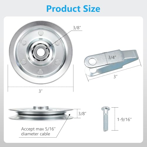 3" Heavy Duty Garage Door Pulley Kit, Blue White Zinc Plated, 3/8" Bore, 200 lb Load, 4 Sheave Pulleys, 2 Clevis Forks, 4 Bolts and Nuts - color: Silver