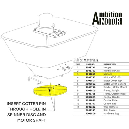 9" ATV Spreader Spinner Disk Replaces Buyers SaltDogg 3007863 for ATVS100