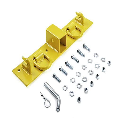 Tractor Bucket Hooks Bolt on Hooks 2” Receiver, G70 Grade Grab Hooks, Forged D Rings, Tow Hook Bolts for Universal Tractor Buckets (Yellow 1.5“ Bolt) - color: Yellow