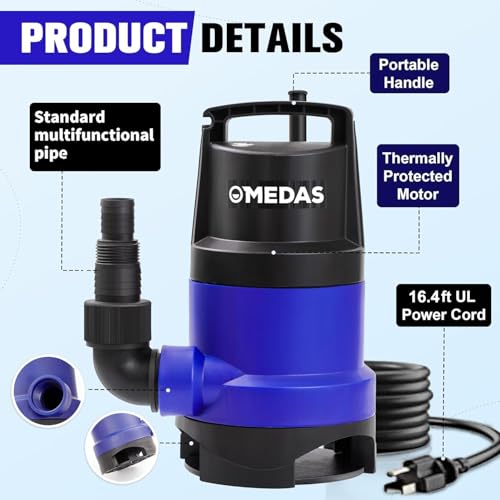 MEDAS 1HP 3434GPH Submersible Sump Pump Utility Pump,16.4ft Cord