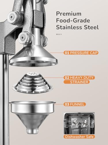 QCen Manual Citrus Juicer Cast Iron Heavy Duty Orange Press - color: Silver