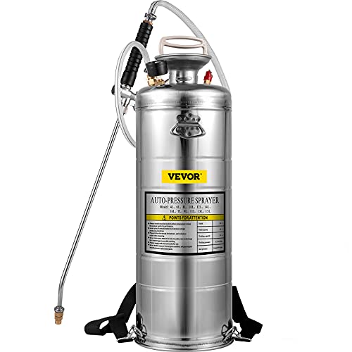 Happybuy 3.5 Gallon Stainless Steel Sprayer, 20" Wand & 3FT Reinforced Hose, Pressure Gauge, Safety Valve&Adjustable Nozzle, Garden Weed Pump Sprayer for Lawn, Gardening - size: 3.5 Gallon