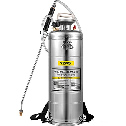 Happybuy 3.5 Gallon Stainless Steel Sprayer, 20" Wand & 3FT Reinforced Hose, Pressure Gauge, Safety Valve&Adjustable Nozzle, Garden Weed Pump Sprayer for Lawn, Gardening - size: 3.5 Gallon