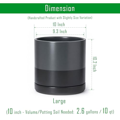 D'vine Dev 10 Inch Ceramic Planter Pot, Slate, 94-O-E-5 - color: Slate, size: Large