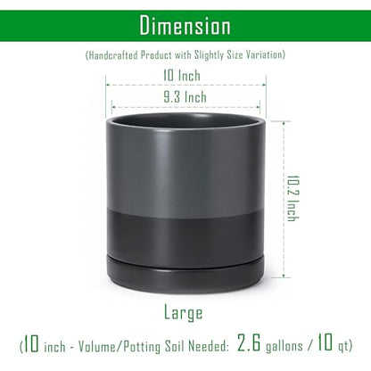 D'vine Dev 10 Inch Ceramic Planter Pot, Slate, 94-O-E-5 - color: Slate, size: Large