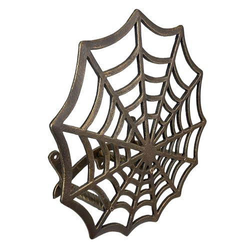 Zeckos Garden Hose Holder Spider Web 14 Inch Cast Iron Bronze - color: Spider Web - Bronze
