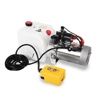 3 Quart Hydraulic Pump 12V DC Double Acting Hydraulic Power Unit w/Plastic Reservoir for Dump Trailer Car Lifting Platforms