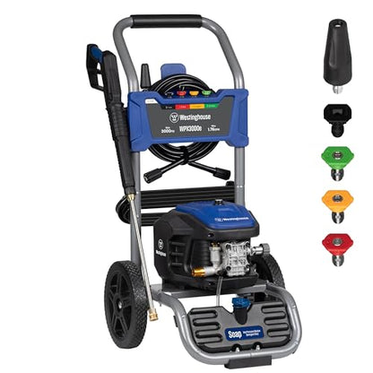 Westinghouse WPX3000e Electric Pressure Washer, 3000 Max PSI and 1.76 Max GPM, Induction Motor, Onboard Soap Tank, Spray Gun and Wand, 5 Nozzle Set, for Cars/Fences/Driveways/Homes/Patios/Furniture - style: 3000 Max PSI