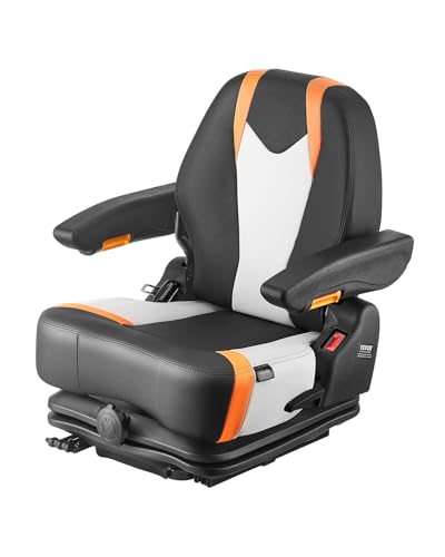 VEVOR Universal Forklift Seat, Tractor Suspension Seat with Adjustable Back