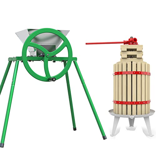 4.75 Gallon Fruit Wine Press and 7L Fruit and Apple Crusher with Stand- Manual Juicer Grinder and Grape Press for Wine Making