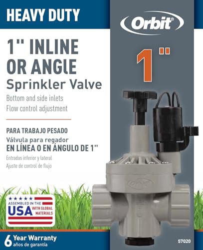 Orbit 57020P 1" FPT 100 Series Automatic Inline/Angle Sprinkler Valve with Flow Control - size: 1 Inch, style: Angle