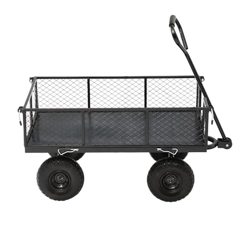 880lb Garden Wagon Steel Utility Cart Solid Wheels - size: 880LBS Cart
