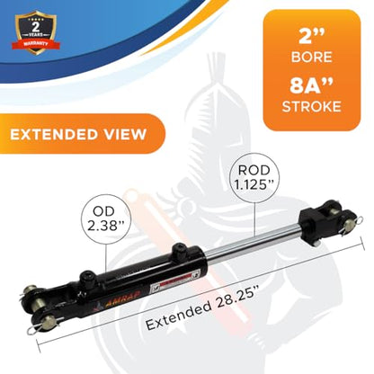 2x8A Hydraulic Cylinder - 2 Bore 8 ASAE Stroke Double Acting Welded Threaded Clevis Hydraulic Cylinder 3500 PSI - size: 2x8A