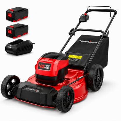PowerSmart 40V 21" Electric Lawn Mower with Brushless Motor - color: Black and Cherry