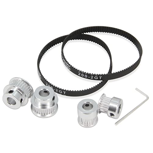 2PCS Set GT2 Synchronous Wheel 20&30 Teeth 8mm Bore Aluminum Timing Pulleys with 2PCS Length 200mm Width 6mm Belt (20-30T-8B-6) - style: 20-30T-8B-6