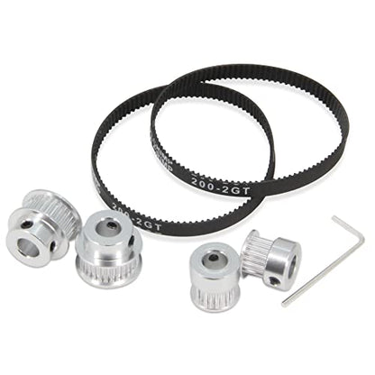 2PCS Set GT2 Synchronous Wheel 20&30 Teeth 8mm Bore Aluminum Timing Pulleys with 2PCS Length 200mm Width 6mm Belt (20-30T-8B-6) - style: 20-30T-8B-6