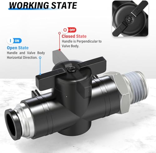 TAILONZ 3/8"ODx1/8"NPT Push-to-Connect Fitting Ball Control Valve 3Pcs - size: 3/8"OD x 1/8"NPT/3PCS