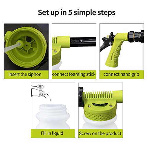 ESP Car Wash Foam Gun for Garden Hose Adjustable Hose Wash Sprayer Thick Filtration with Metal Handle Washing Mitts 6 Levels of Foam Concentration Snow Foam Blaster Quick Connector to Any Cleaning