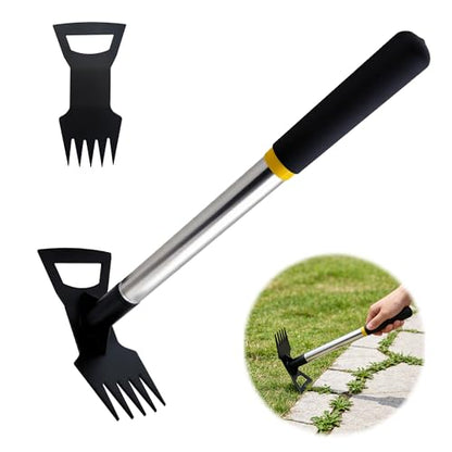 Weed Puller Tool, 2-in-1 Weeding Tool for Deep Root Removal, Garden Tools - size: 5-tooth short handle