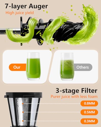 Cold Press Masticating Juicer 250W Slow Extractor for Whole Celery & Carort - color: Sliver