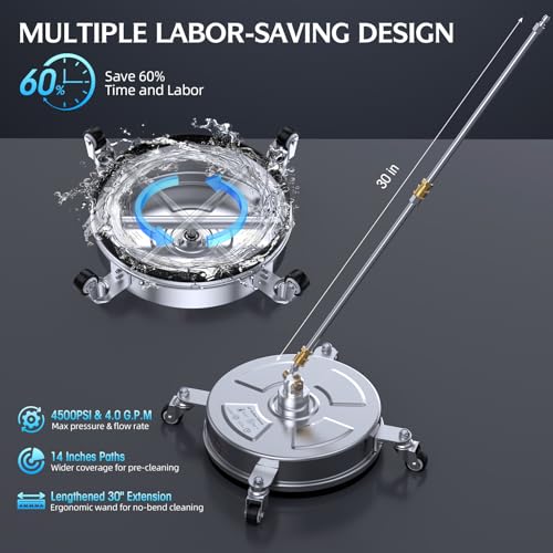 14" Pressure Washer Surface Cleaner 4500 PSI with 304 Stainless Steel