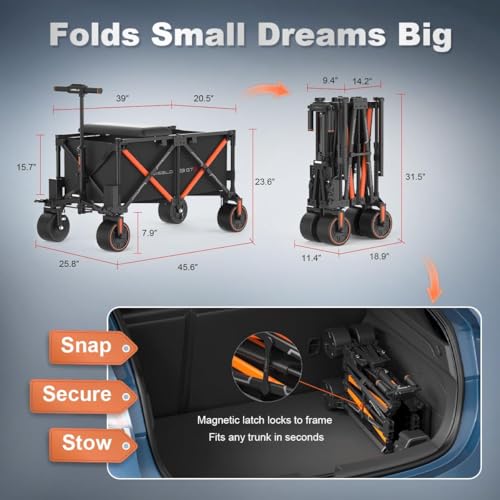 WISELD GT3 Electric Wagon Cart with 2 Seats for Adults, Rideable Tow-Assist