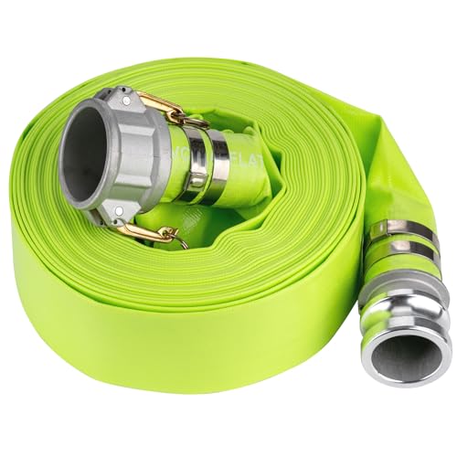 EASTRANS 2" x 50' Green Discharge Hose with AL Camlock C and E Fittings - color: Green, size: 1.5 in x 50 ft