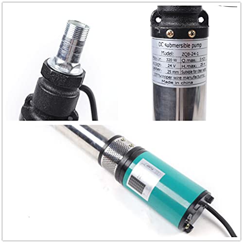 Electric Deep Well Solar Submersible Water Pump DC 24V 320W Farm Ranch Submersible Deep Bore Well Water Pump Pure Copper Motor 5000RPM 22 GPM Large Flow 82ft High Lift (24V 320W) - color: 24v 320w