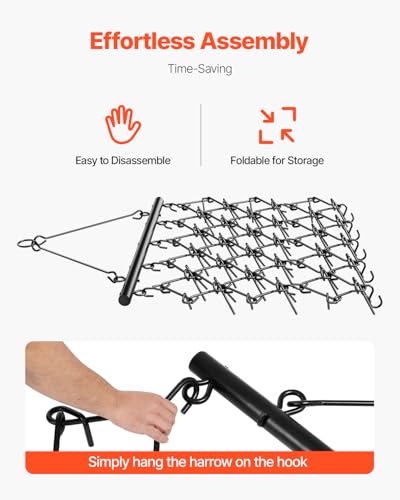 VEVOR Drag Harrow 5 ft x 4.5 ft Durable Chain Harrow with 60 Sharp Teeth - size: 5 x 4.5 ft